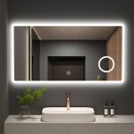 Meykoers miroir de salle de bain avec éclairage 120x60cm lumineux miroir mural avec 3x loupe, commutateur ... Meykoers miroir de salle de bain avec éclairage 120x60cm lumineux miroir mural avec 3x loupe, commutateur ...