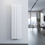 Radiateur  eau chaude en acier 160x46cm chauffage tube plat couche unique vertical - 850w blanc - meykoers ...