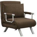 Mh - fauteuil canap - lit 1 personne en mtal max marron