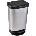 Mhome - poubelle  pdale 40 litres avec fermeture amortissante 39x29x63, 5cm couleur argent / noir mondex ...