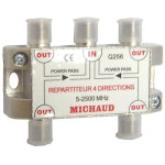 R�partiteur tv comprenant 1 entr�e et 4 sorties michaud q256