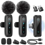 Microphone de lavalier sans fil pour iphone, ipad, t�l�phone android, 2 - pack mini microphone avec r�duction ...