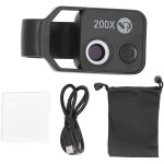 Microscope portable pour t�l�phone 200x, noir, rechargeable par usb, batterie 110 mah avec filtre cpl, ...