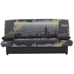 Mila banquette clic clac 3 places - motif new york jaune - slyle contemporain - l 190 x p92 cm