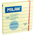 Milan - bloc de 100 notes autocollantes lign�es jaune clair 76x76mm