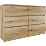 Milan commode contemporaine 6 tiroirs chambre / salon / bureau 30x120x77 cm style scandinave meuble de ...