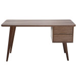 Miliboo - bureau avec rangements 2 tiroirs bois foncé noyer l140 cm fifties Miliboo - bureau avec rangements 2 tiroirs bois foncé noyer l140 cm fifties