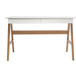 Bureau avec rangements 2 tiroirs scandinave blanc et bois clair chne l120 cm brook