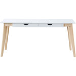 Miliboo - bureau avec rangements 2 tiroirs scandinave blanc et bois clair l160 leena