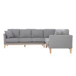 Miliboo - canap� d'angle d�houssable scandinave 5 - 6 places en tissu gris clair et bois clair oslo