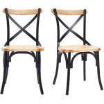 Miliboo - chaises bistrot bois clair massif et mtal noir (lot de 2) jake