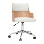 Miliboo - chaise de bureau  roulettes design blanc, bois clair et acier chrom mayol