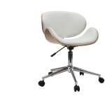 Miliboo - chaise de bureau  roulettes design blanc, bois clair et acier chrom walnut