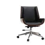 Miliboo - chaise de bureau à roulettes design noir, bois foncé noyer et acier chromé curved Miliboo - chaise de bureau à roulettes design noir, bois foncé noyer et acier chromé curved