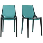 Miliboo - chaises design empilables bleu ptrole transparent intrieur - extrieur (lot de 2) yzel