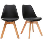 Miliboo - chaises design noir et bois clair massif (lot de 2) pauline Miliboo - chaises design noir et bois clair massif (lot de 2) pauline