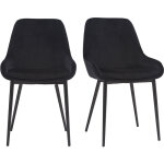 Chaises design noires en tissu velours et m�tal (lot de 2) holo