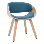 Miliboo - chaise design en tissu bleu canard et bois clair bent Miliboo - chaise design en tissu bleu canard et bois clair bent