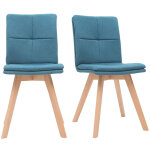 Miliboo - chaises scandinaves en tissu bleu et bois clair (lot de 2) thea