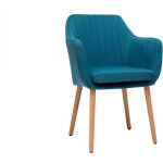 Miliboo - chaise scandinave en tissu bleu canard et bois clair aleyna