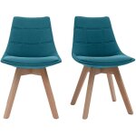 Miliboo - chaises scandinaves en tissu bleu canard et bois clair (lot de 2) matilde