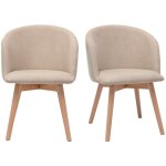 Miliboo - chaises scandinaves en tissu effet velours beige et bois clair massif (lot de 2) vanity Miliboo - chaises scandinaves en tissu effet velours beige et bois clair massif (lot de 2) vanity