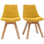 Miliboo - chaises scandinaves en tissu effet velours jaune moutarde et bois clair (lot de 2) matilde