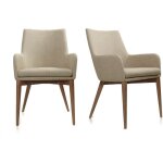 Miliboo - chaises en tissu beige et bois foncé (lot de 2) shana Miliboo - chaises en tissu beige et bois foncé (lot de 2) shana