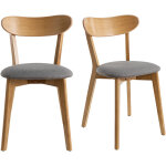 Miliboo - chaises vintage en bois clair chêne et tissu gris (lot de 2) dove Miliboo - chaises vintage en bois clair chêne et tissu gris (lot de 2) dove