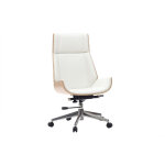 Miliboo - fauteuil de bureau de direction design blanc, bois clair et acier chrom� curved