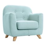 Fauteuil enfant scandinave en tissu menthe  l'eau et bois clair norkid