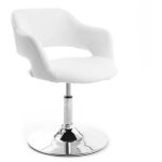 Fauteuil pivotant design blanc et acier chrom jessy