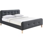 Miliboo - lit 2 places 160x200 cm en tissu gris fonc capitonn holsen