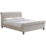 Miliboo - lit 2 places 160x200 cm en tissu velours beige capitonn� riley