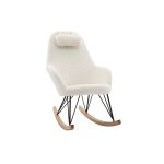 Miliboo - rocking chair scandinave en tissu effet peau de mouton blanc, m�tal noir et bois clair jhene ...