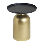 Miliboo - table d'appoint design ronde en m�tal dor� et plateau noir mat ramses