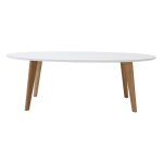 Miliboo - table basse ovale scandinave blanc et bois clair chne l120 cm ekka