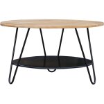 Miliboo - table basse ronde bois manguier massif et métal noir d80 cm priya Miliboo - table basse ronde bois manguier massif et métal noir d80 cm priya