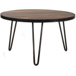 Miliboo - table basse ronde industrielle bois manguier massif et mtal noir l80 cm atelier