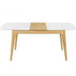 Table extensible rallonges intgres rectangulaire blanc et bois l140 - 180 cm meena
