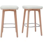 Tabourets de bar blancs et bois clair 65 cm (lot de 2) gramma Tabourets de bar blancs et bois clair 65 cm (lot de 2) gramma