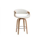 Miliboo - tabouret de bar design blanc et bois clair 65 cm aramis