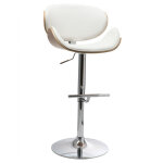 Miliboo - tabouret de bar design blanc et bois clair walnut