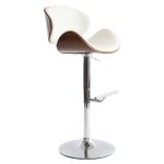Tabouret de bar design blanc et bois fonc� walnut