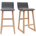 Miliboo - tabourets de bar design bois clair et tissu gris 65 cm (lot de 2) osaka