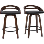 Miliboo - tabourets de bar design noirs et bois fonc� 65cm (lot de 2) mano