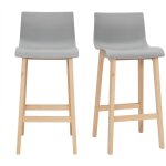 Miliboo - tabourets de bar design bois et gris clair h65 cm (lot de 2) new surf