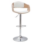 Miliboo - tabouret de bar design réglable blanc et bois clair eustache Miliboo - tabouret de bar design réglable blanc et bois clair eustache