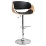 Miliboo - tabouret de bar design r�glable noir et bois clair bent