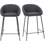 Miliboo - tabourets de bar design tissu gris fonc 65 cm (lot de 2) sheru
